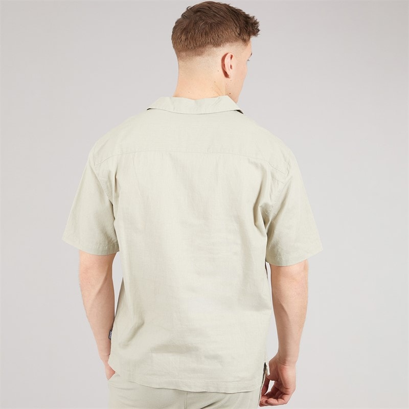 NICCE Mens Lichi Linen Revere Short Sleeve Shirt Grey Stone - Image 2