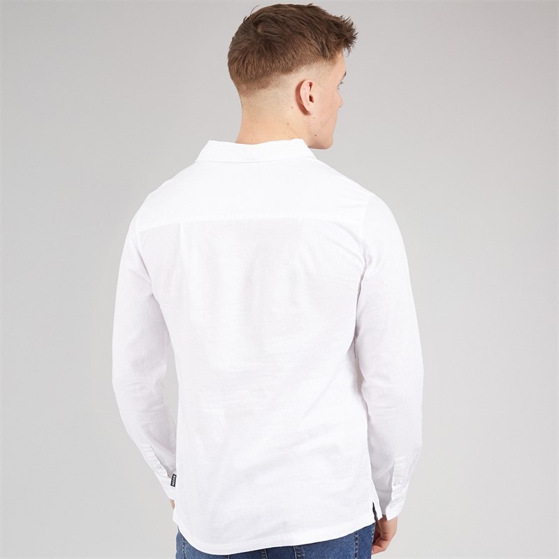 NICCE Mens Atkinson Linen Long Sleeve Shirt White - Image 2
