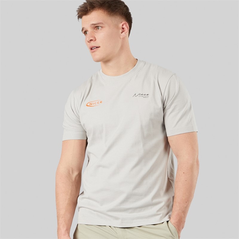 NICCE Mens Bochlo T-Shirt Chalk Grey - Image 2