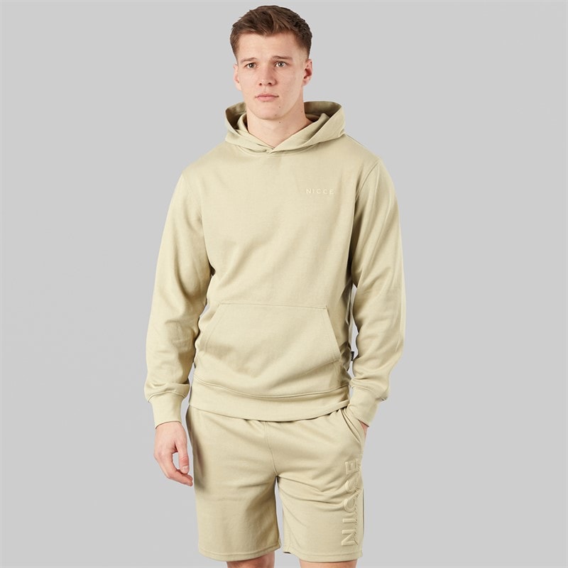 NICCE Mens Ernero Hoodie And Jog Shorts Set Grey Stone
