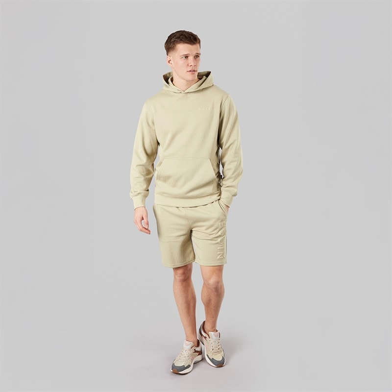 NICCE Mens Ernero Hoodie And Jog Shorts Set Grey Stone - Image 4