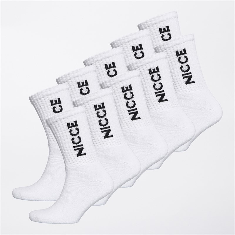 NICCE Mens Gennett Ten Pack Crew Socks White - Image 1