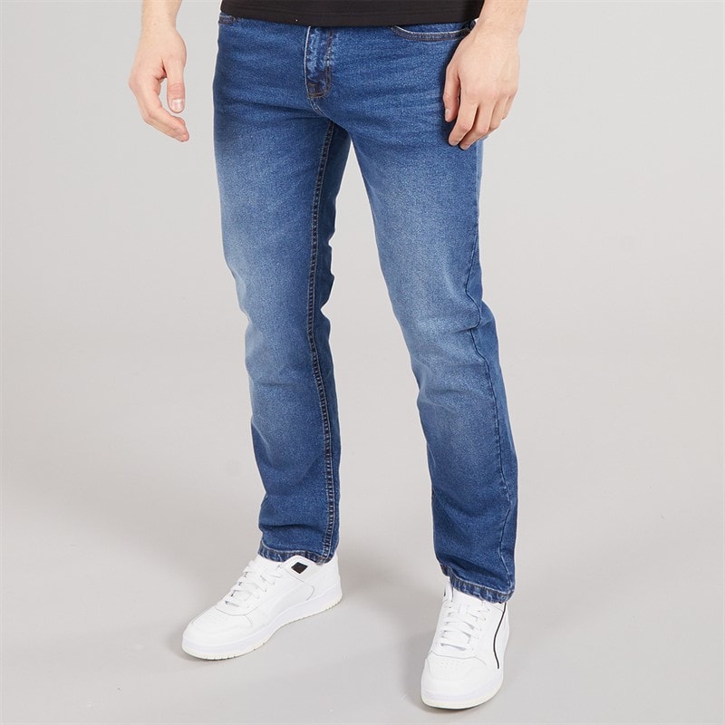 NICCE Mens Jeaper Regular Fit Jeans Mid Blue Wash - Image 1