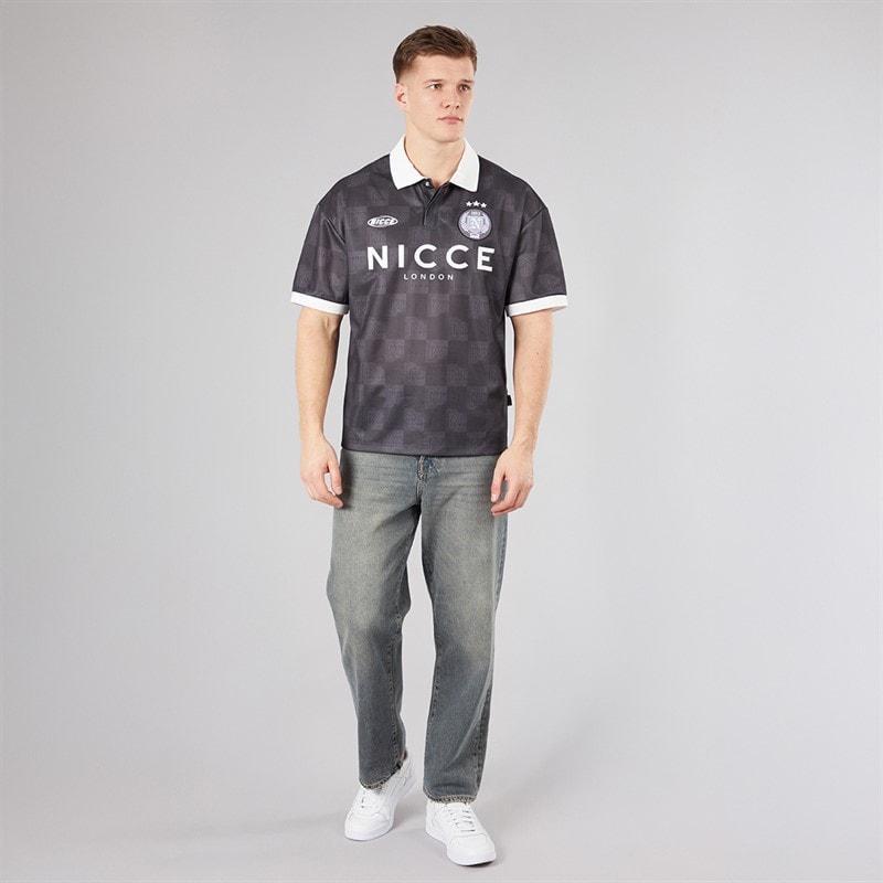 NICCE Mens Stadium Oversized Polo Shirt Black - Image 4