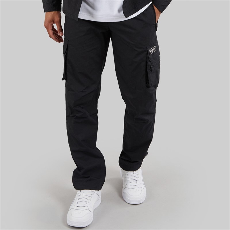 NICCE Mens Baggi Loose Fit Cargo Pants Black - Image 1