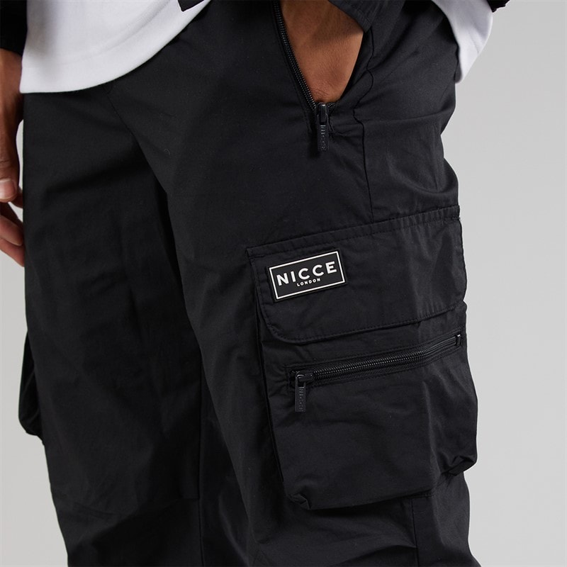 NICCE Mens Baggi Loose Fit Cargo Pants Black - Image 3