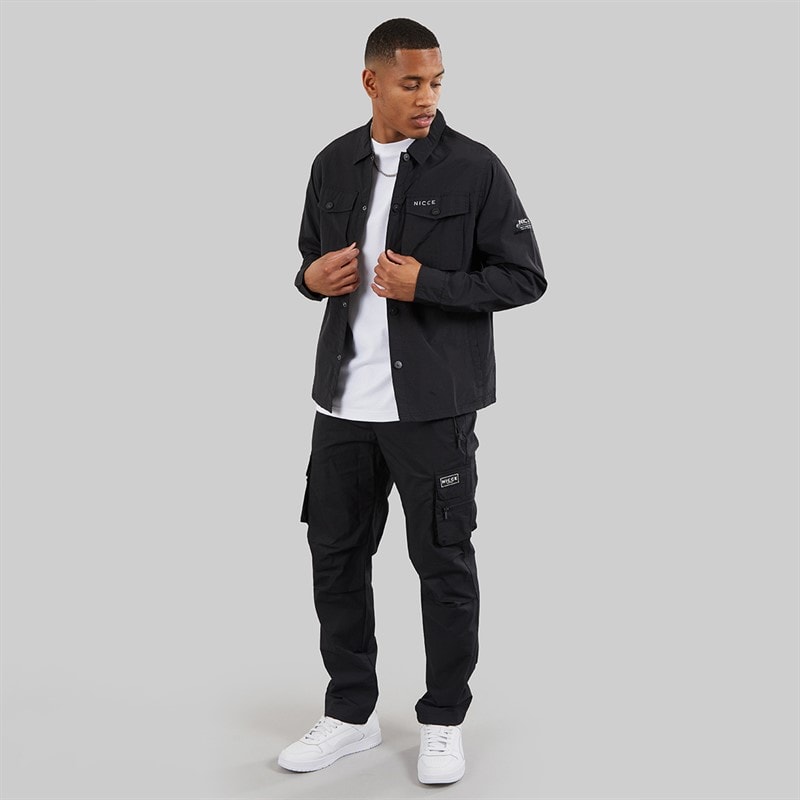 NICCE Mens Baggi Loose Fit Cargo Pants Black - Image 4
