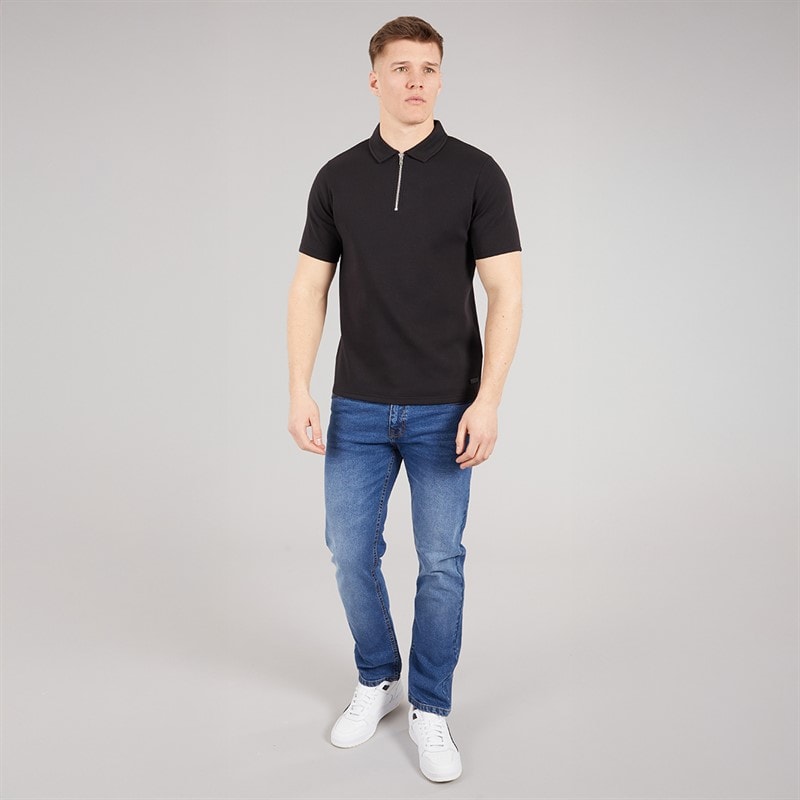 NICCE Mens Luxe Quarter Zip Polo Shirt Black - Image 4
