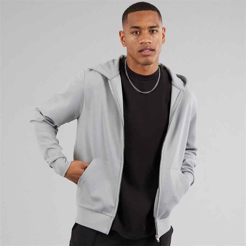 NICCE Mens Luxe Zip Through Hoodie Circular Grey