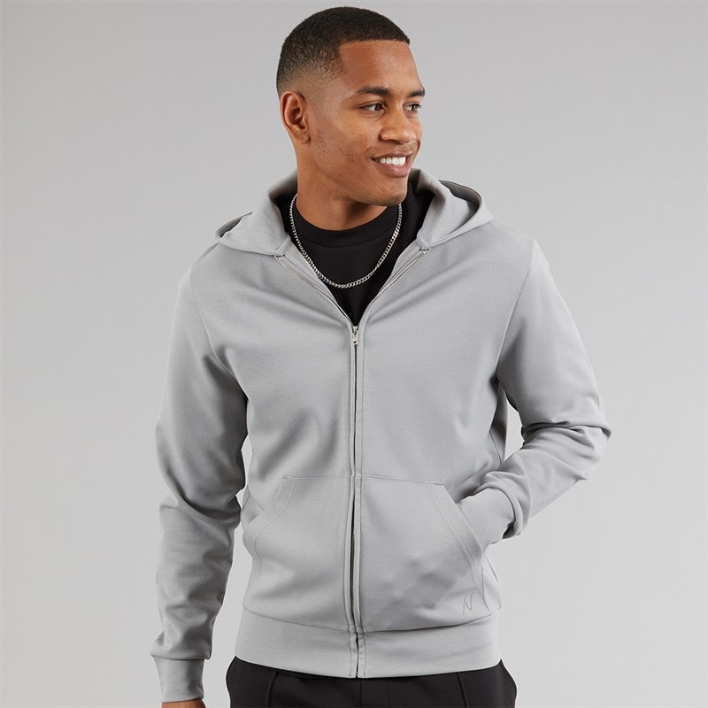 NICCE Mens Luxe Zip Through Hoodie Circular Grey - Image 3