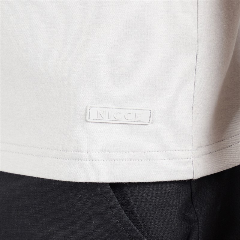 NICCE Mens Luxe Quarter Zip Polo Shirt Chalk Grey - Image 3