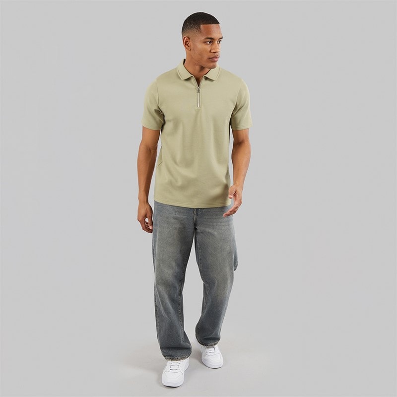 NICCE Mens Luxe Quarter Zip Polo Shirt Grey Stone - Image 4