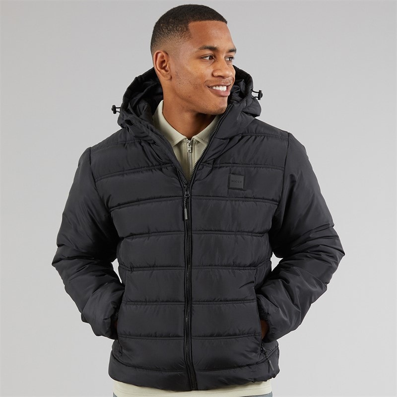 NICCE Mens Bluster Hooded Padded Coat Black - Image 3