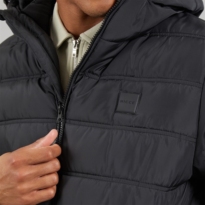 NICCE Mens Bluster Hooded Padded Coat Black - Image 5