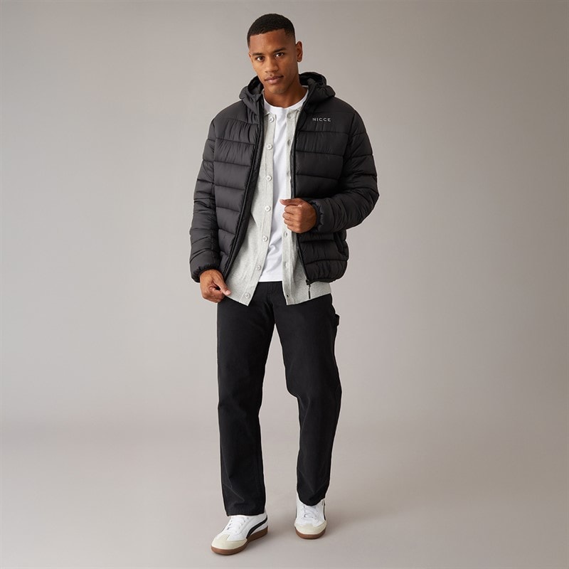 NICCE Mens Charing Zip Through Padded Coat Black - Image 4