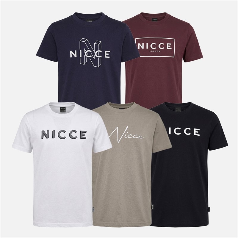 NICCE Boys Tolwin Five Pack T-Shirts Black/White/Fig/Satellite/Dark Navy Black/White/Fig/Satellite/Dk Navy