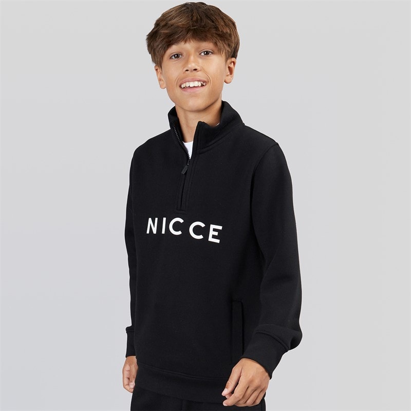 NICCE Boys Naldo 1/4 Zip Funnel Neck Sweatshirt Black - Image 3