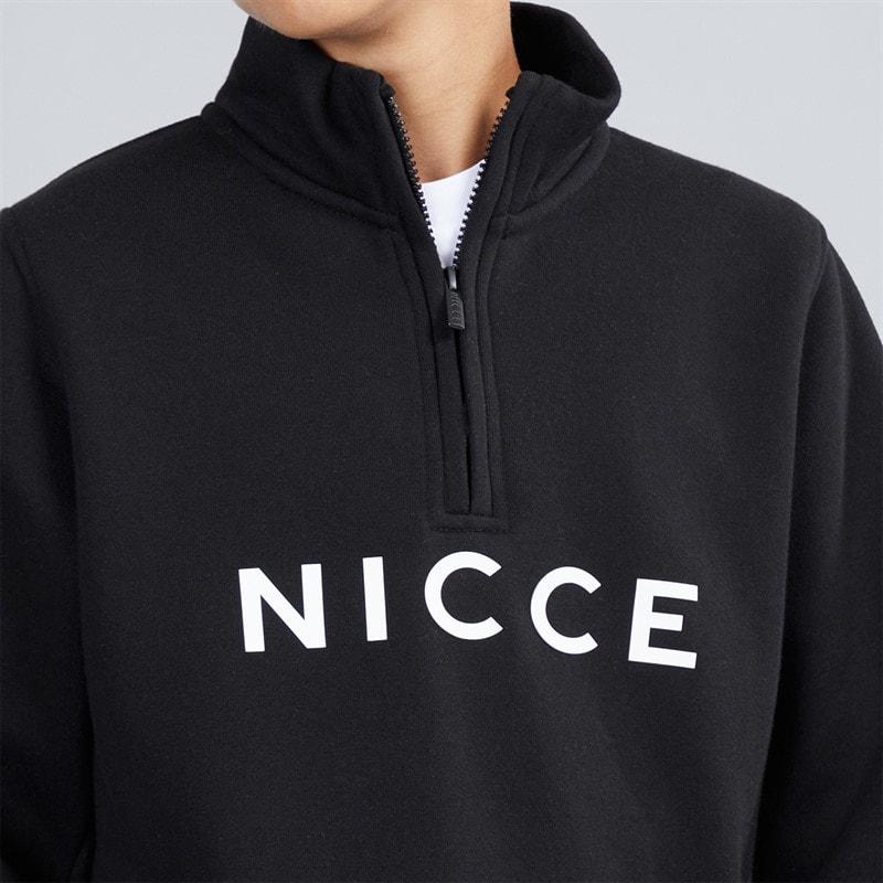 NICCE Boys Naldo 1/4 Zip Funnel Neck Sweatshirt Black - Image 5