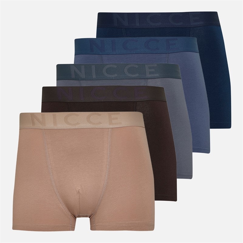 NICCE Mens Vintners Five Pack Boxers Indigo/Taupe/Coffee/Future Grey/Navy