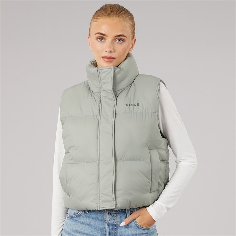NICCE Womens Lucan Padded Gilet With Print And Bungee Cords Sage - Image 3