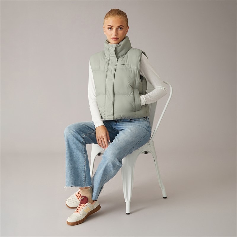 NICCE Womens Lucan Padded Gilet With Print And Bungee Cords Sage - Image 4