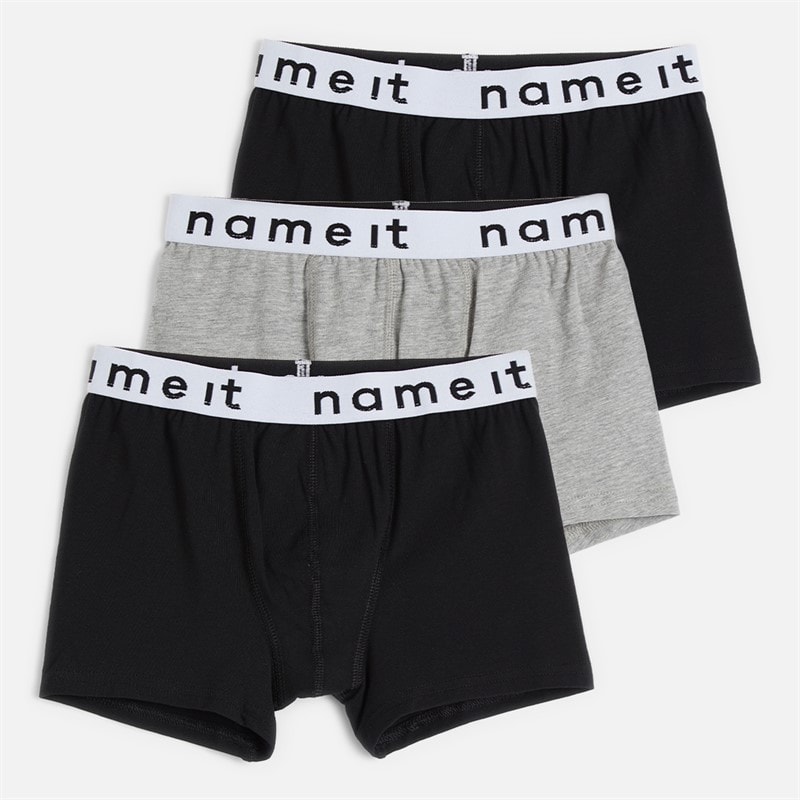 Name It Boys Three Pack Boxers Black/Black/Grey Black/Black/Grey