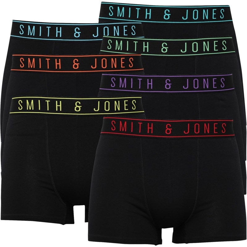 Smith And Jones Mens Drumac Seven Pack Boxers Black - Image 1