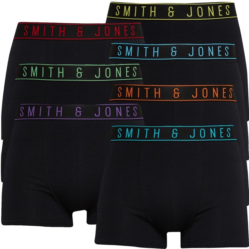 Smith And Jones Mens Phonic Seven Pack Boxers Black - Image 1