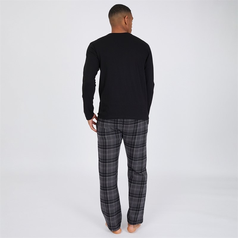 Smith And Jones Mens Woolfie Long Sleeve Lounge Top And Checked Flannel Pants Charcoal - Image 2