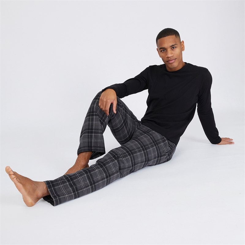 Smith And Jones Mens Woolfie Long Sleeve Lounge Top And Checked Flannel Pants Charcoal - Image 4