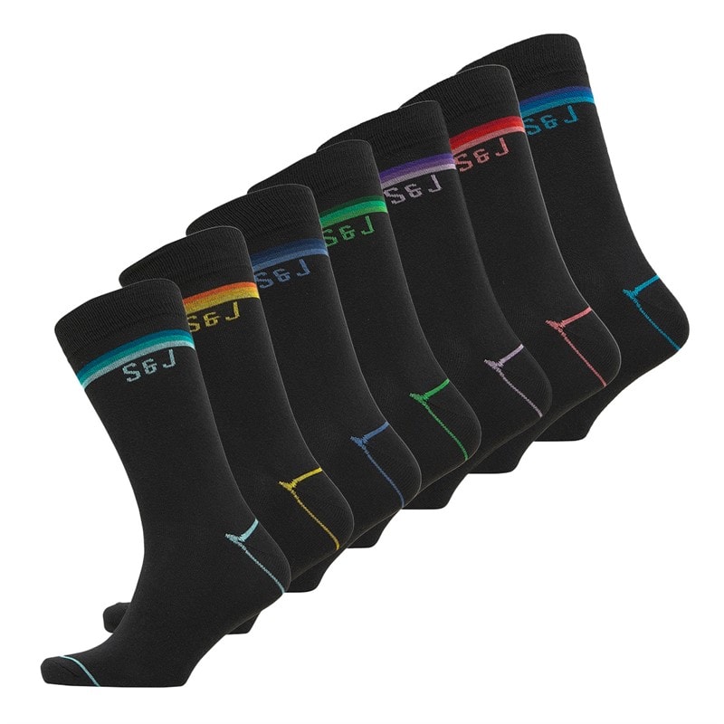 Smith And Jones Mens Stefan Seven Pack Dress Socks Black
