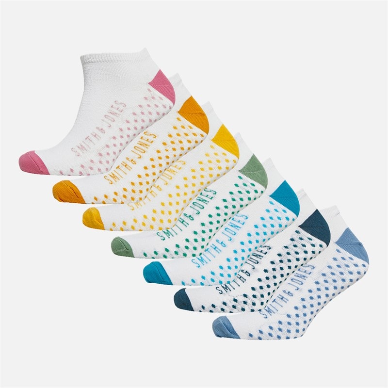 Smith And Jones Mens Geno Seven Pack Trainer Liner Sock White - Image 1
