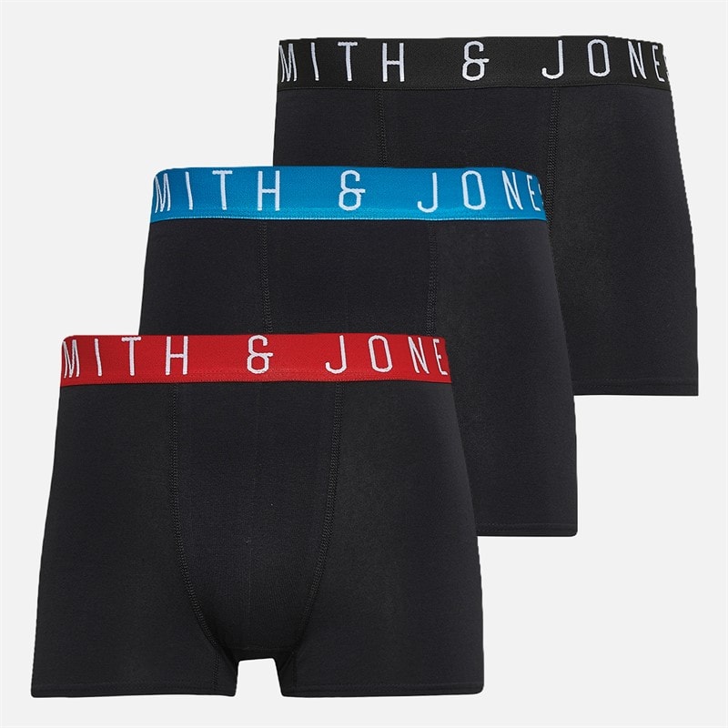 Smith And Jones Mens Slash Three Pack Boxer Shorts Black
