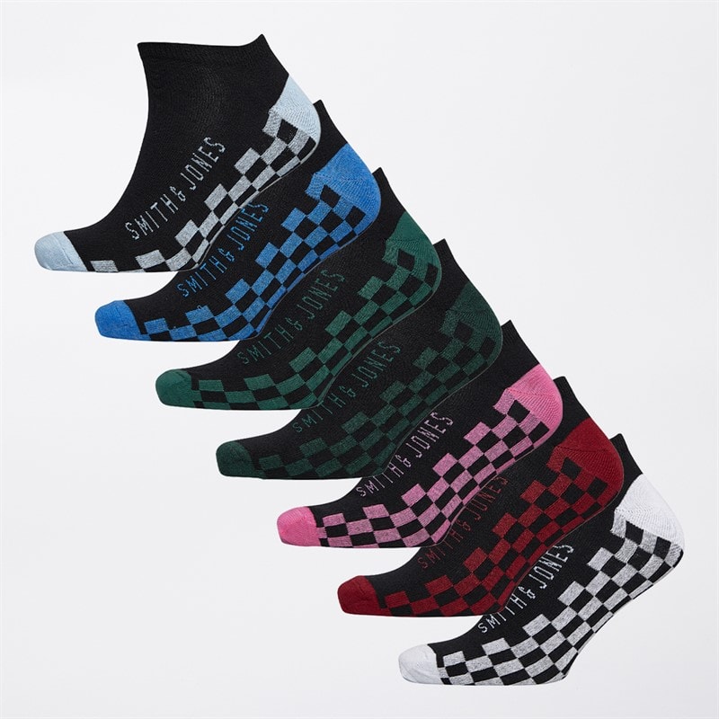 Smith And Jones Mens Stallings Seven Pack Trainer Liner Socks Black - Image 1
