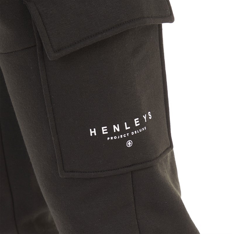 Henleys Mens Moorehen Cargo Joggers Black - Image 3