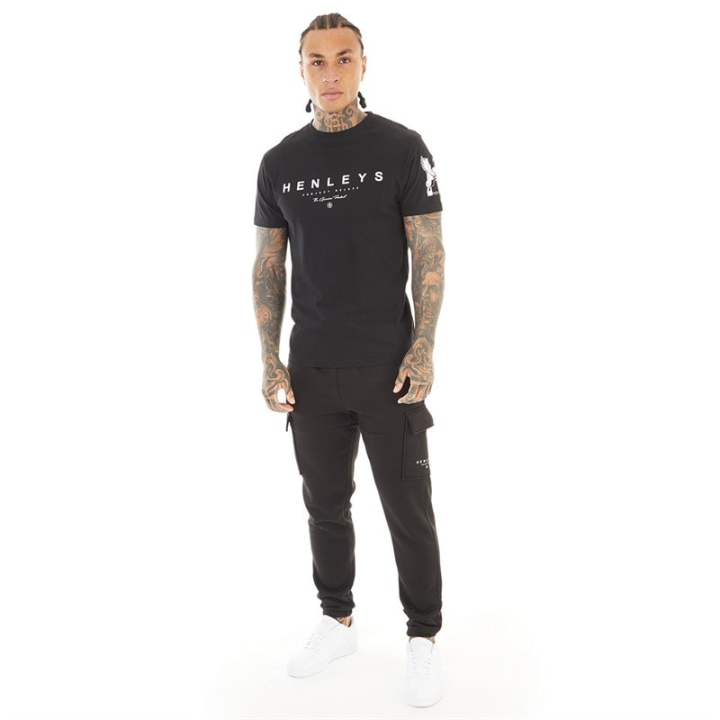 Henleys Mens Moorehen Cargo Joggers Black - Image 4
