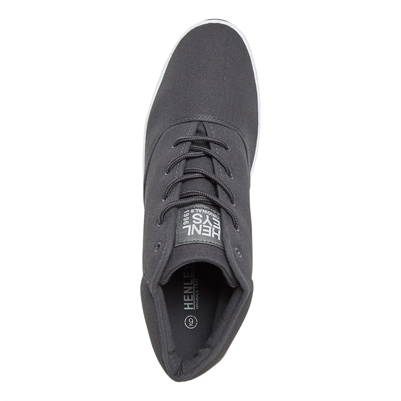 Henleys Mens Bevan High Canvas Pumps Charcoal Grey - Image 4
