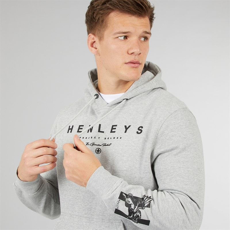 Henleys Mens Hentyme Hoodie Grey Marl - Image 3