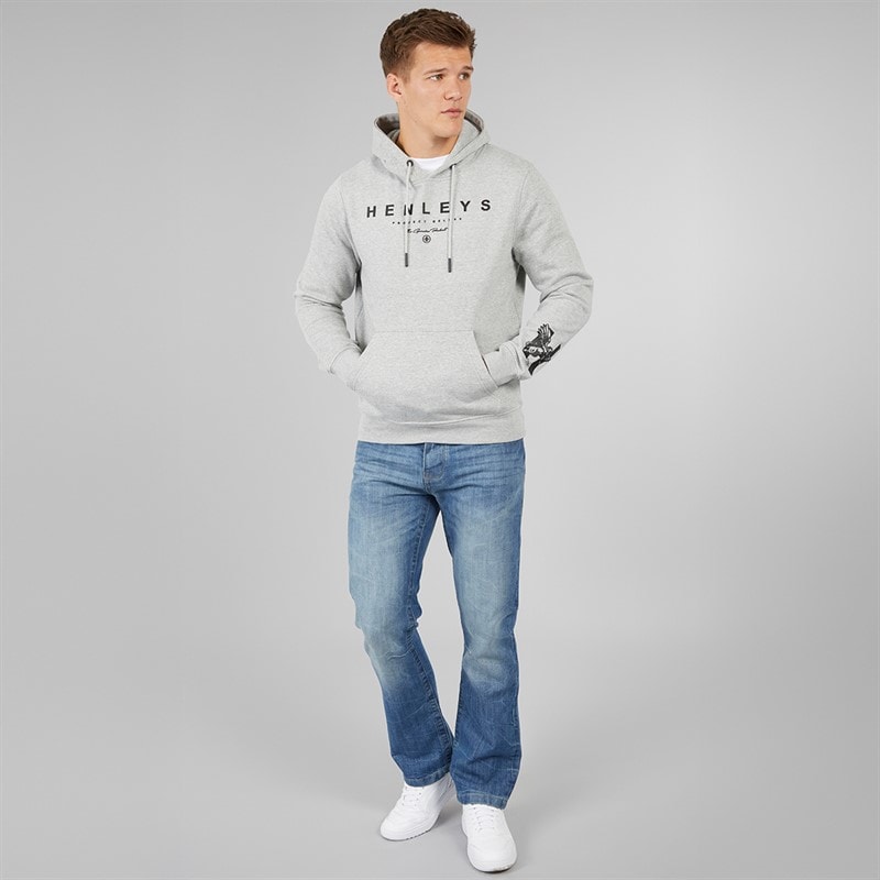Henleys Mens Hentyme Hoodie Grey Marl - Image 4