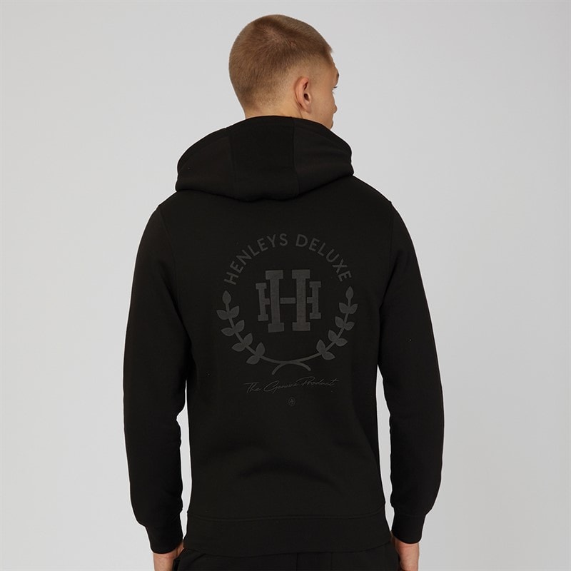 Henleys Mens Alston Hoodie Black - Image 3