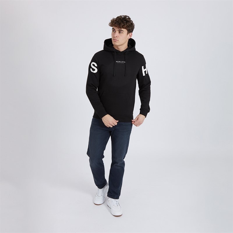 Henleys Mens Mens Hensleeve Hoodie Black - Image 3