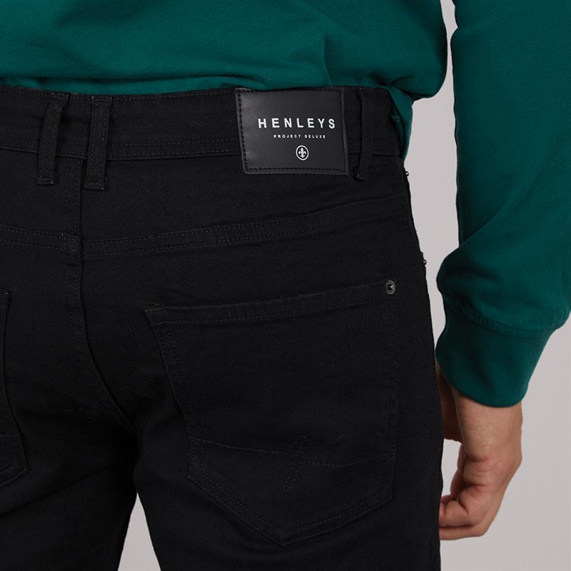 Henleys Mens Mayhen Slim Jeans Black - Image 3