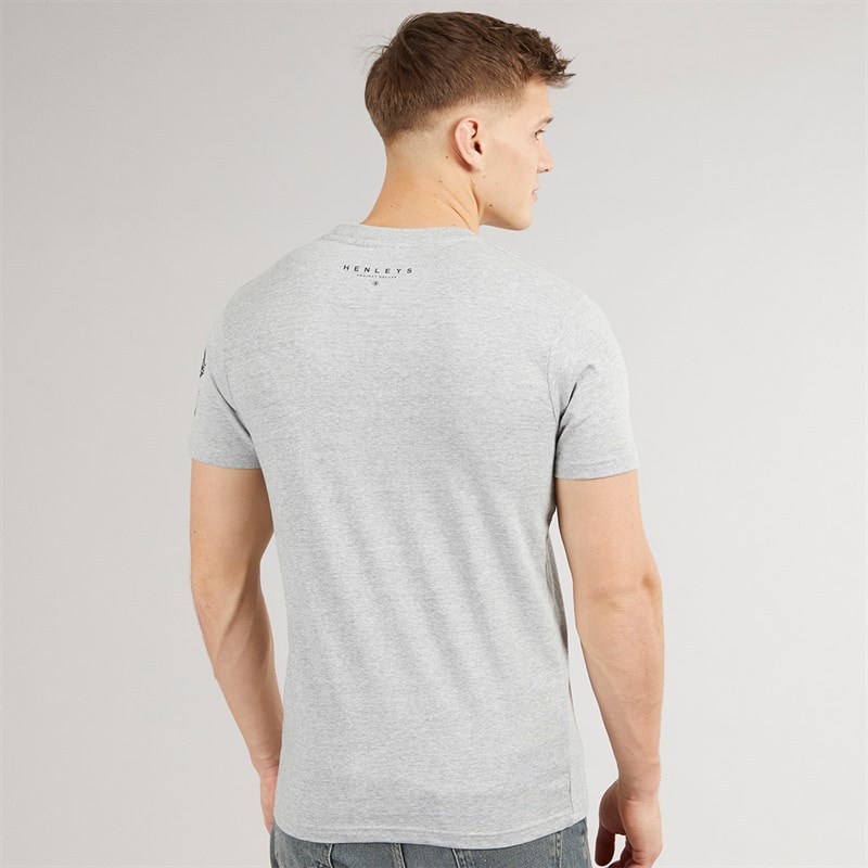 Henleys Mens Henley Hentyme T-Shirt Light Grey Marl - Image 2