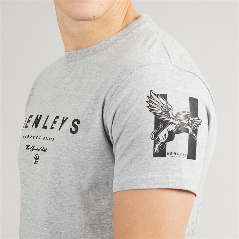 Henleys Mens Henley Hentyme T-Shirt Light Grey Marl - Image 3