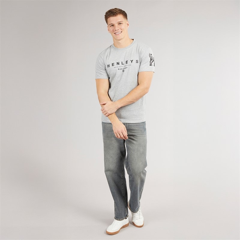 Henleys Mens Henley Hentyme T-Shirt Light Grey Marl - Image 4
