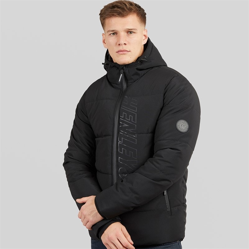 Henleys Mens System Ski Puffer Jacket Black - Image 3