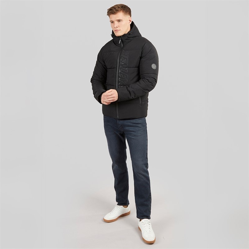 Henleys Mens System Ski Puffer Jacket Black - Image 4
