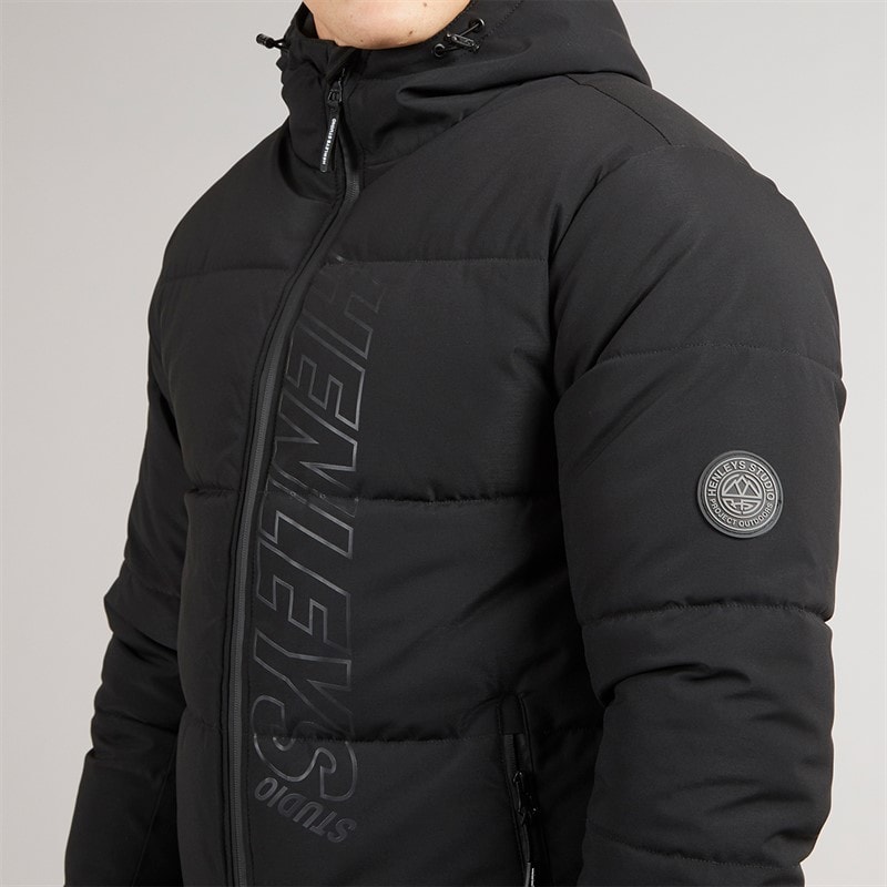 Henleys Mens System Ski Puffer Jacket Black - Image 5