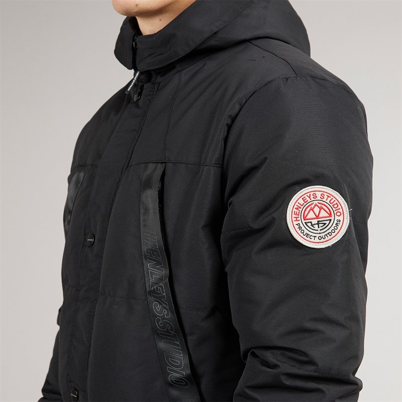 Henleys Mens Traction Bomber Jacket Black - Image 3