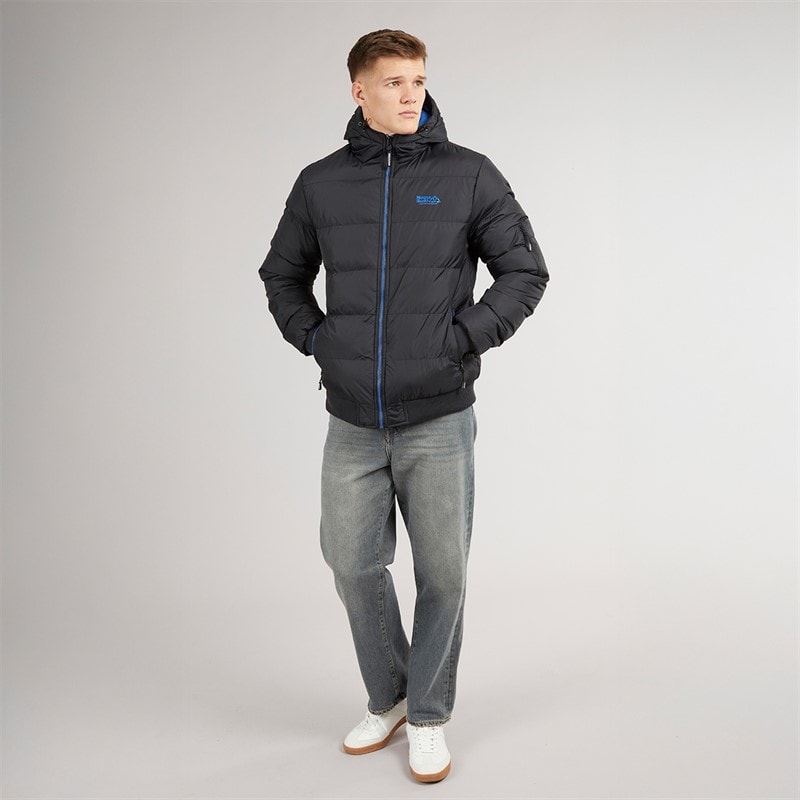 Henleys Mens Thinker Puffer Bomber Jacket Black - Image 4